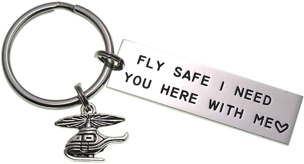 LParkin Fly Safe I Need You Here with Me Fly Safe I Love You Keychains Helicopter Flight Attendant Flight School Graduation Pilot Travel Gifts Stainle