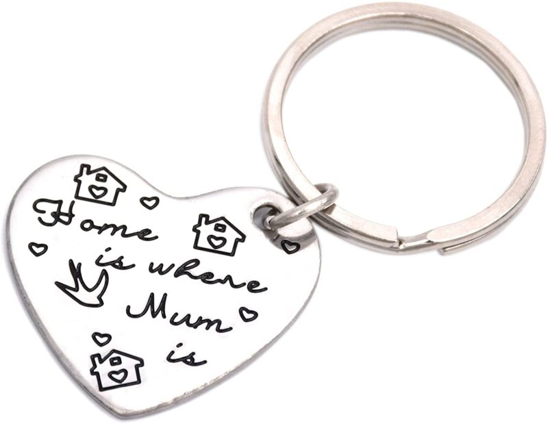 LPakin Mom Keyring - Home is Where Mum is - Heart Keyring - Mum Gifts - Mum Quote - Lovely Mum