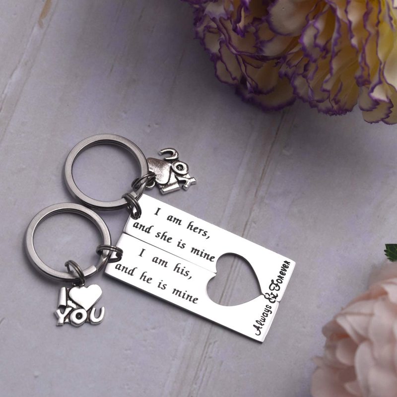 LParkin Boyfriend Girlfriend Gift Couple Keychain I Am His and He is Mine Set Keychain Valentine's Gift Wedding Gift