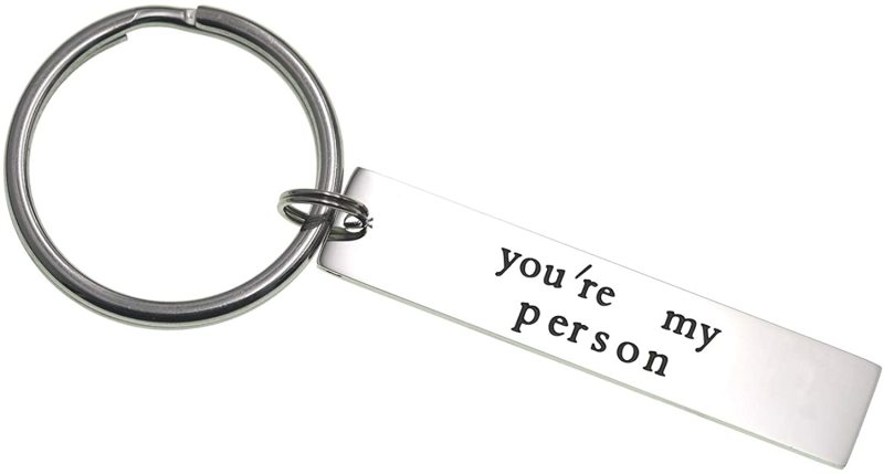 LParkin You’ll Always Be My Person You're My Person Stainless Steel Rectangle Keychain Keyring Best Friend Boyfriend Girlfriend