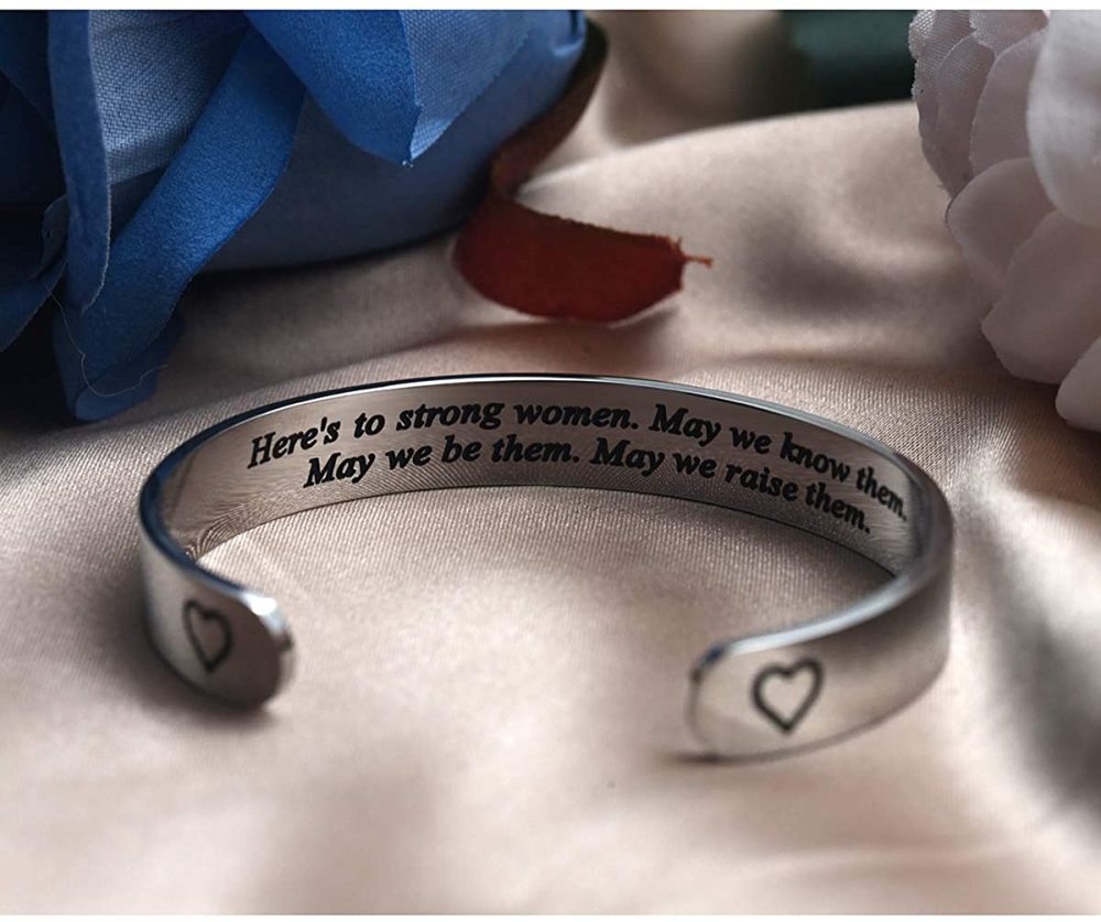 LParkin Strong Woman Gifts Inspirational Women Jewerly Here's to Strong Women May We Know Them May We Be Them Bracelet