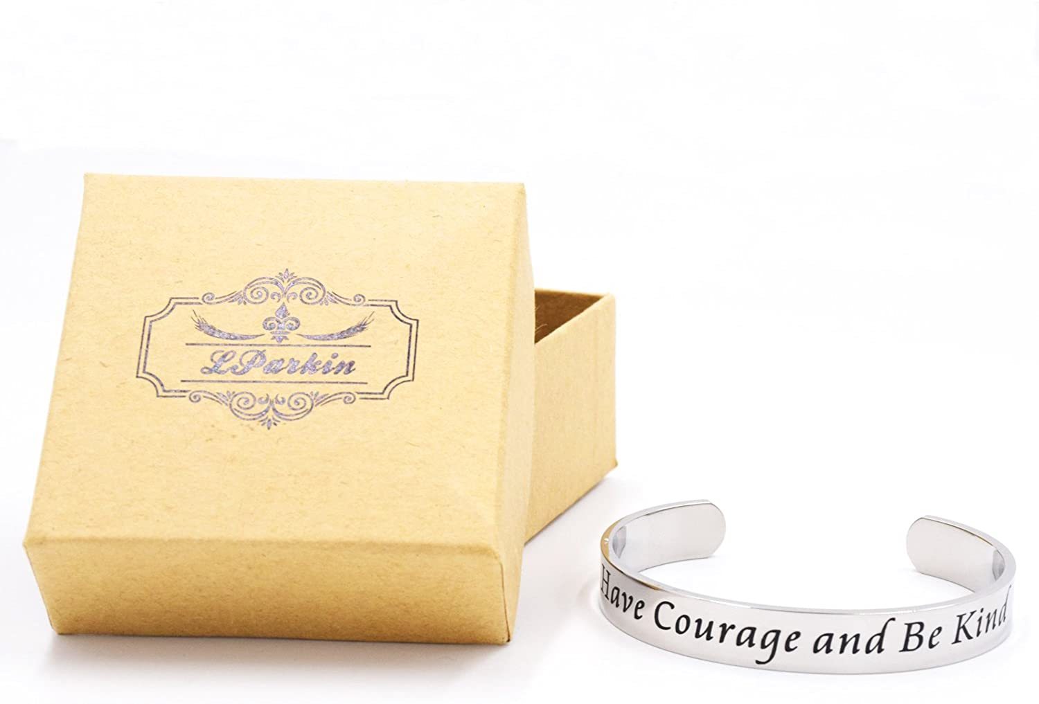 LParkin 2020 Graduation Gifts Have Courage and Be Kind Jewelry Go Confidently in The Direction of Your Dreams Cuff Bracelet Polished Finish Stainless