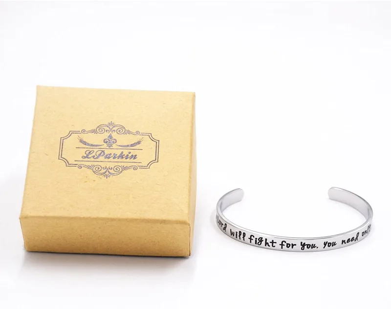 The Lord Will Fight for You Cuff Bracelet Strength Encouragement