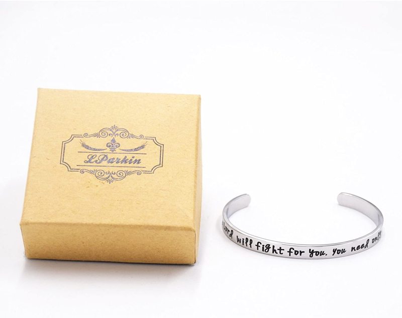 The Lord Will Fight for You Cuff Bracelet Strength Encouragement
