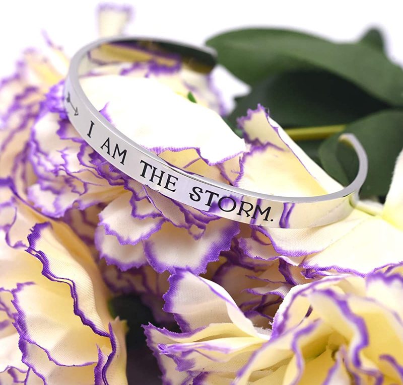 LParkin I AM The Storm Inspirational Bracelets for Women Empowering Jewelry Motivating Cancer Survivor Gift