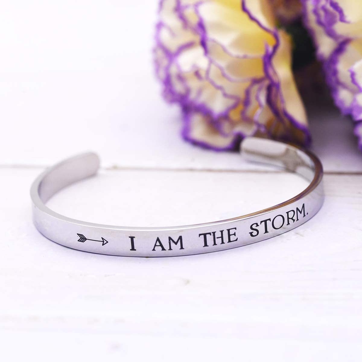 LParkin I AM The Storm Inspirational Bracelets for Women Empowering Jewelry Motivating Cancer Survivor Gift