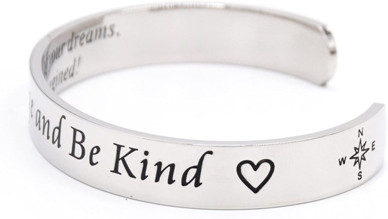LParkin 2020 Graduation Gifts Have Courage and Be Kind Jewelry Go Confidently in The Direction of Your Dreams Cuff Bracelet Polished Finish Stainless