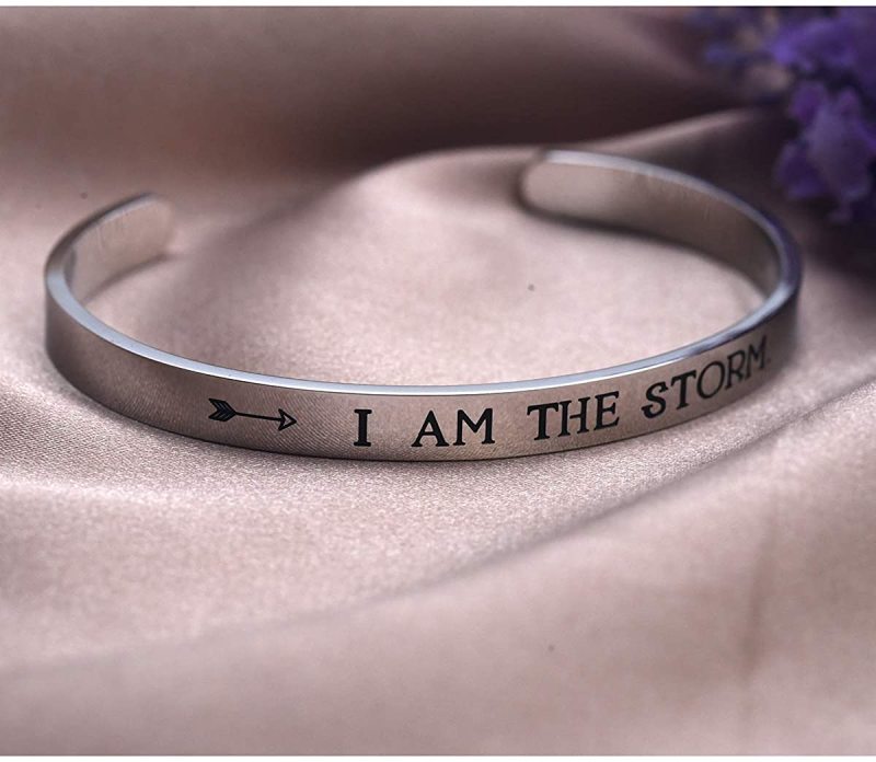 LParkin I AM The Storm Inspirational Bracelets for Women Empowering Jewelry Motivating Cancer Survivor Gift