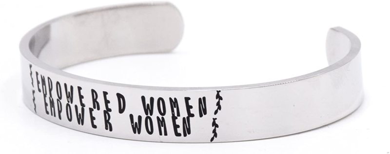 LParkin Empowered Women Empower Women Metal Stamped Stainless Steel Cuff Bracelet