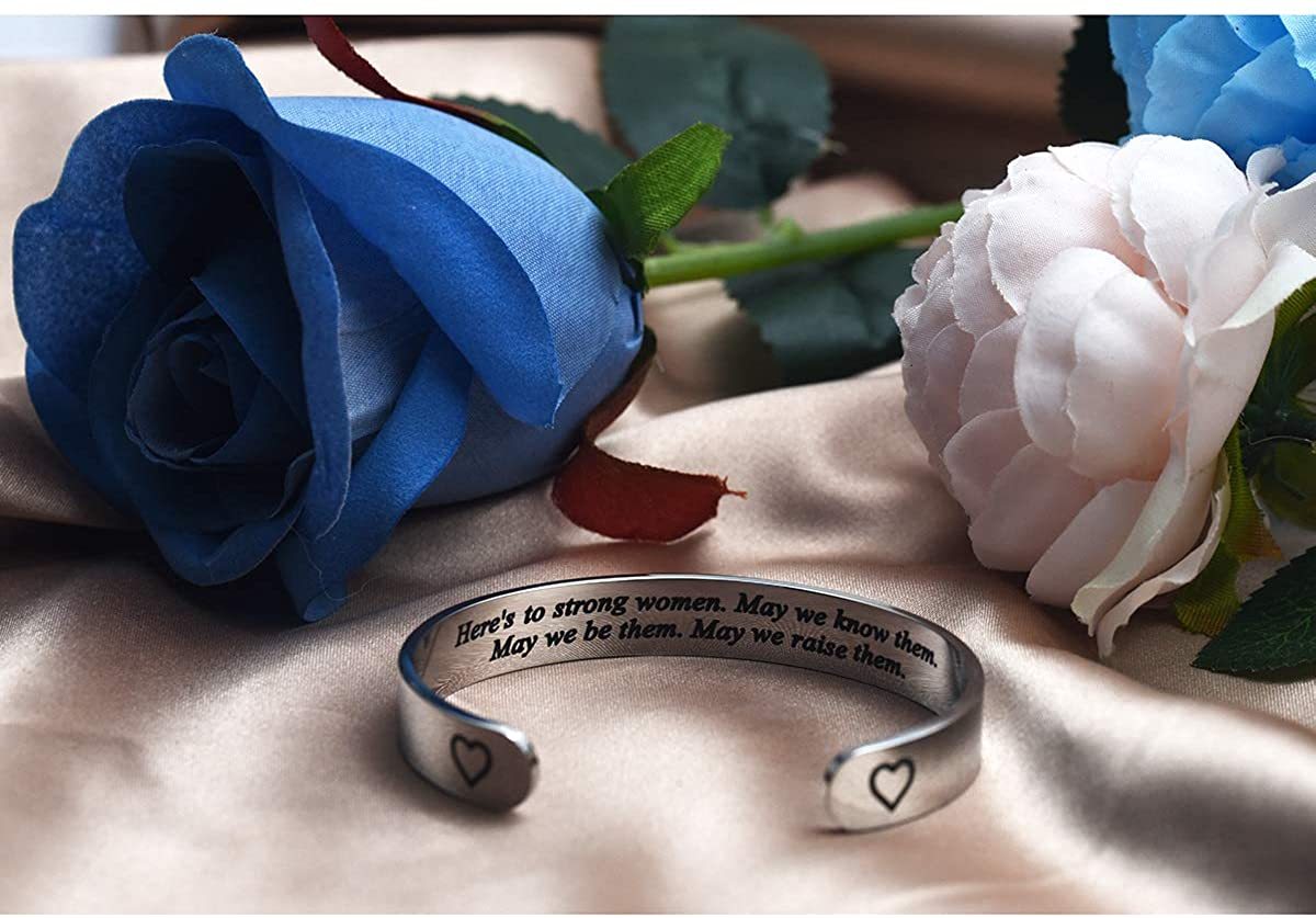 LParkin Strong Woman Gifts Inspirational Women Jewerly Here's to Strong Women May We Know Them May We Be Them Bracelet