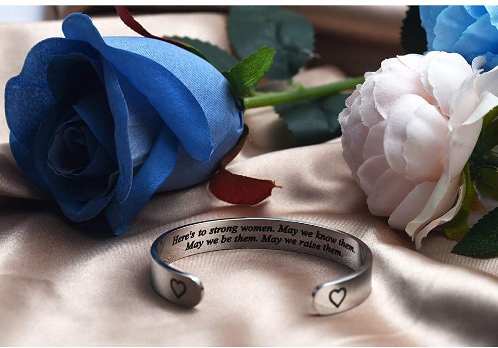 LParkin Strong Woman Gifts Inspirational Women Jewerly Here's to Strong Women May We Know Them May We Be Them Bracelet
