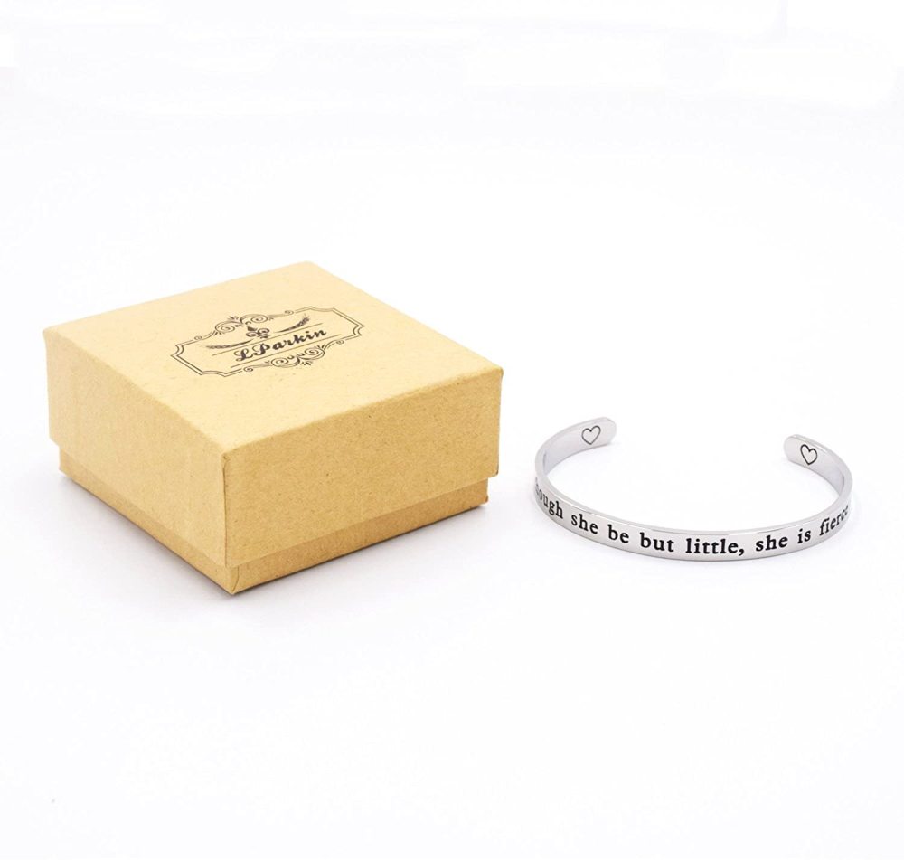 Though She Be But Little She is Fierce Cuff Bracelet Literary Jewelry