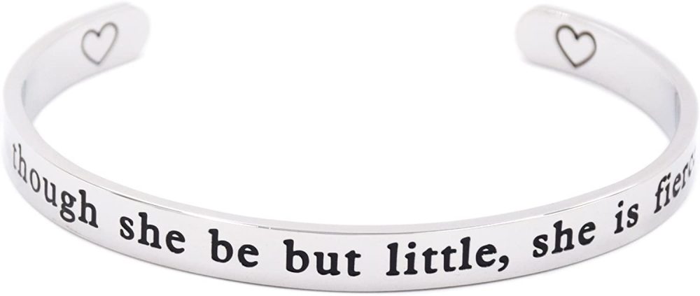 Though She Be But Little She is Fierce Cuff Bracelet Literary Jewelry