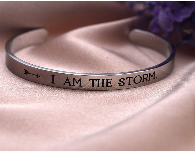 LParkin I AM The Storm Inspirational Bracelets for Women Empowering Jewelry Motivating Cancer Survivor Gift