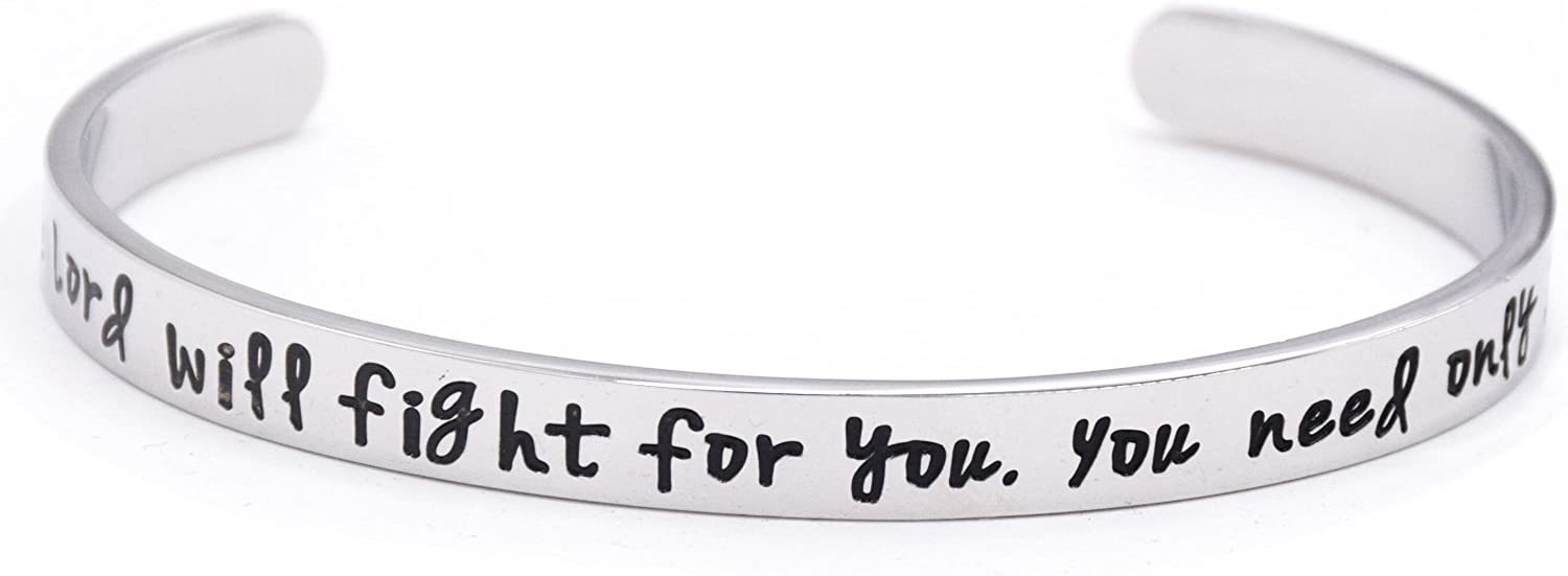 The Lord Will Fight for You Cuff Bracelet Strength Encouragement