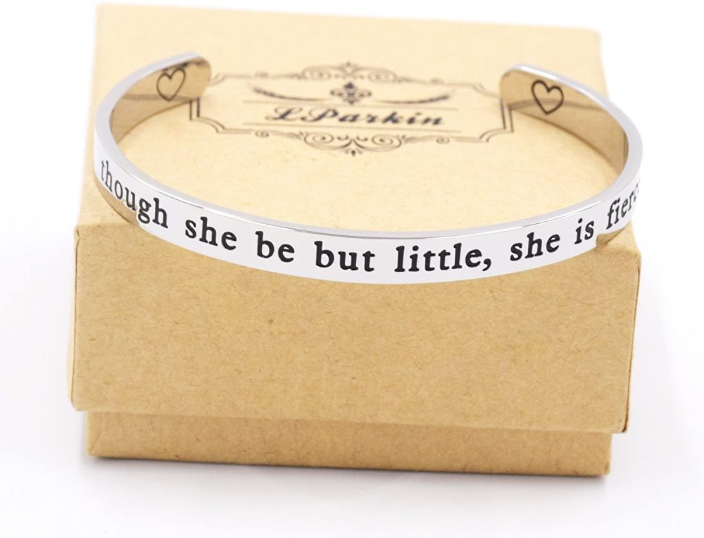 Though She Be But Little She is Fierce Cuff Bracelet Literary Jewelry