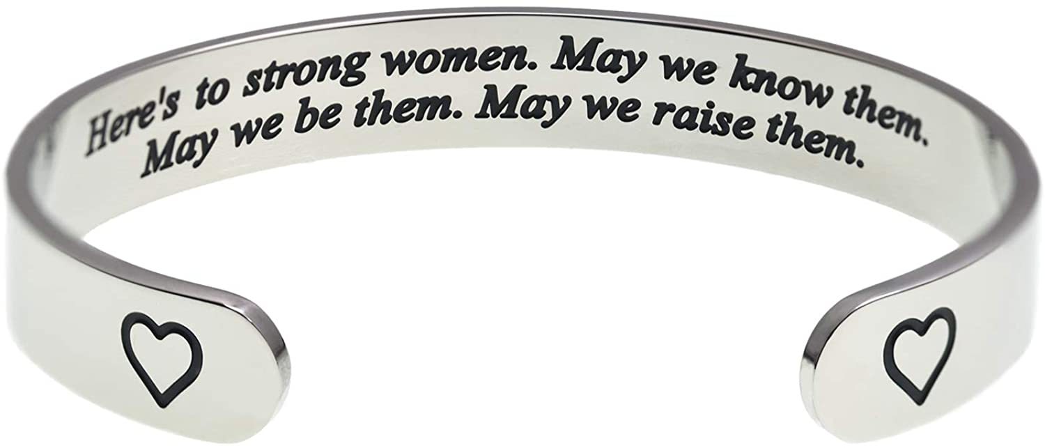 LParkin Strong Woman Gifts Inspirational Women Jewerly Here's to Strong Women May We Know Them May We Be Them Bracelet