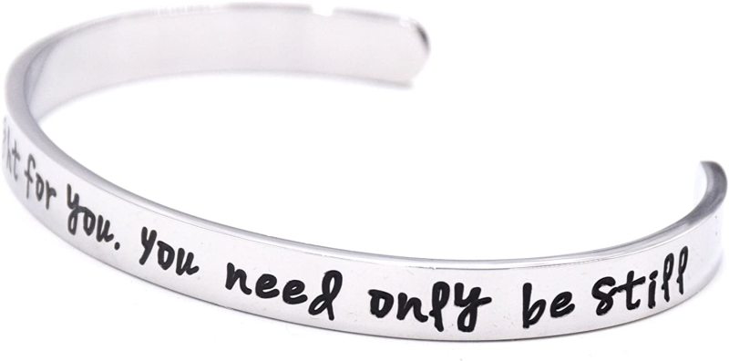 The Lord Will Fight for You Cuff Bracelet Strength Encouragement