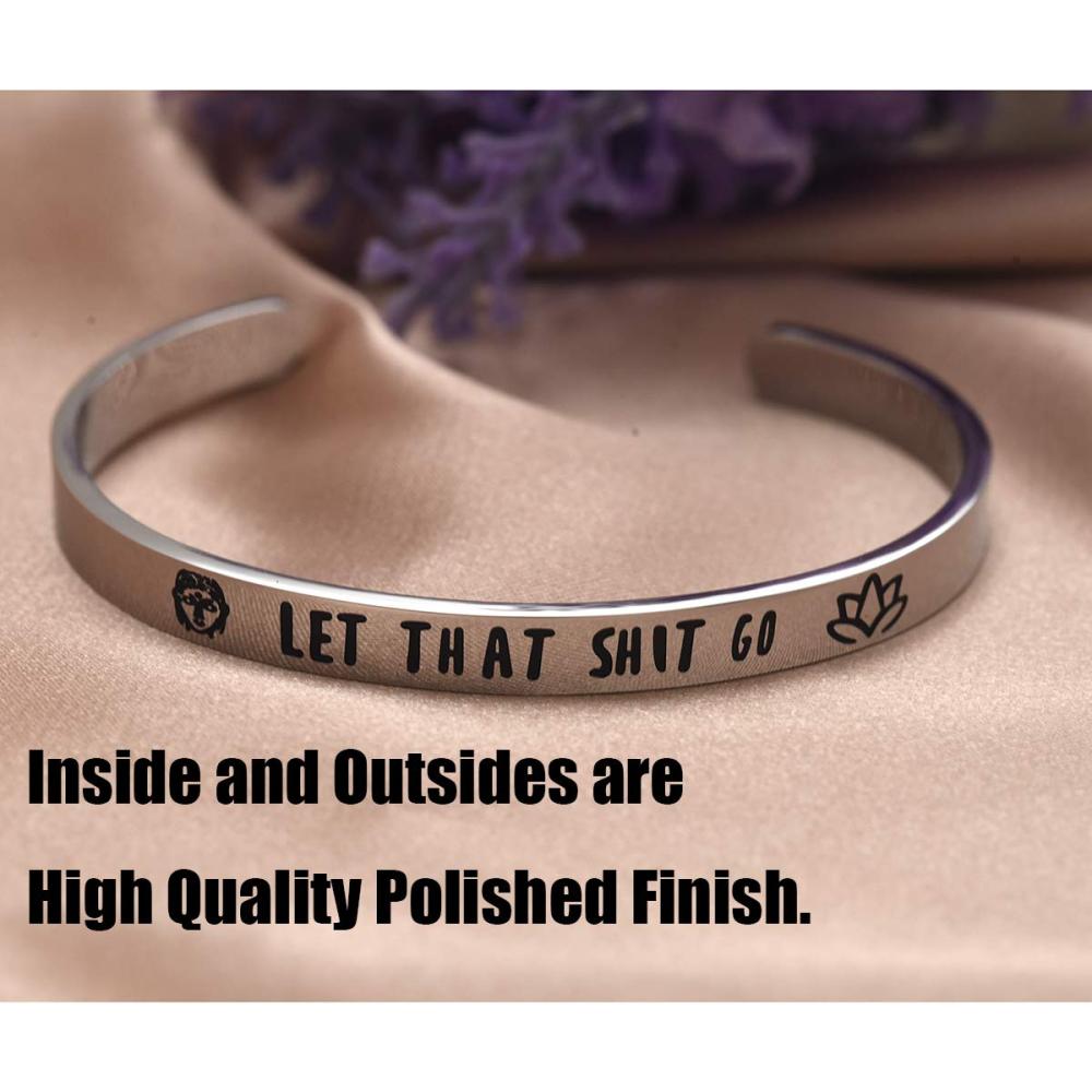 LParkin Lotus Jewelry Let That Shit Go Bracelet Meditation Lotus Flower Bracelets Buddha Gift Yoga Jewelry for Women Moving On Inspiration Motivation