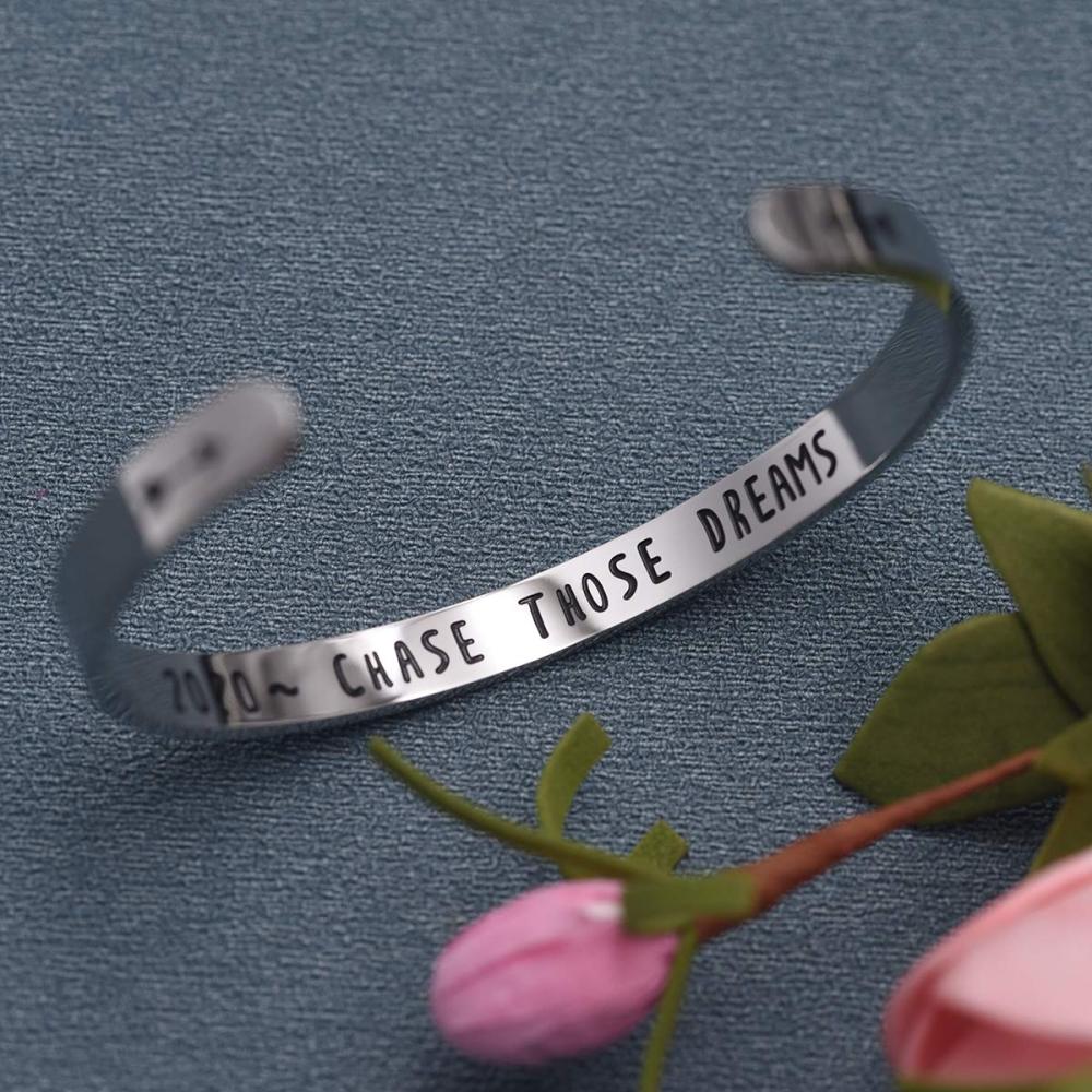 LParkin 2020 Graduation Bracelet Chase Those Dreams Inspirational Bracelets Gift Graduation Jewelry Gifts for Grads College High School Moving Away Gi