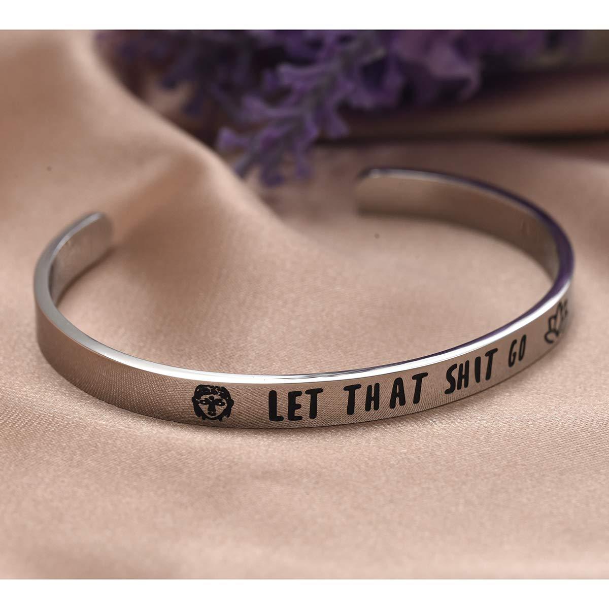 LParkin Lotus Jewelry Let That Shit Go Bracelet Meditation Lotus Flower Bracelets Buddha Gift Yoga Jewelry for Women Moving On Inspiration Motivation