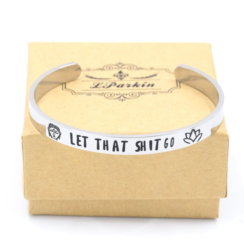 LParkin Lotus Jewelry Let That Shit Go Bracelet Meditation Lotus Flower Bracelets Buddha Gift Yoga Jewelry for Women Moving On Inspiration Motivation