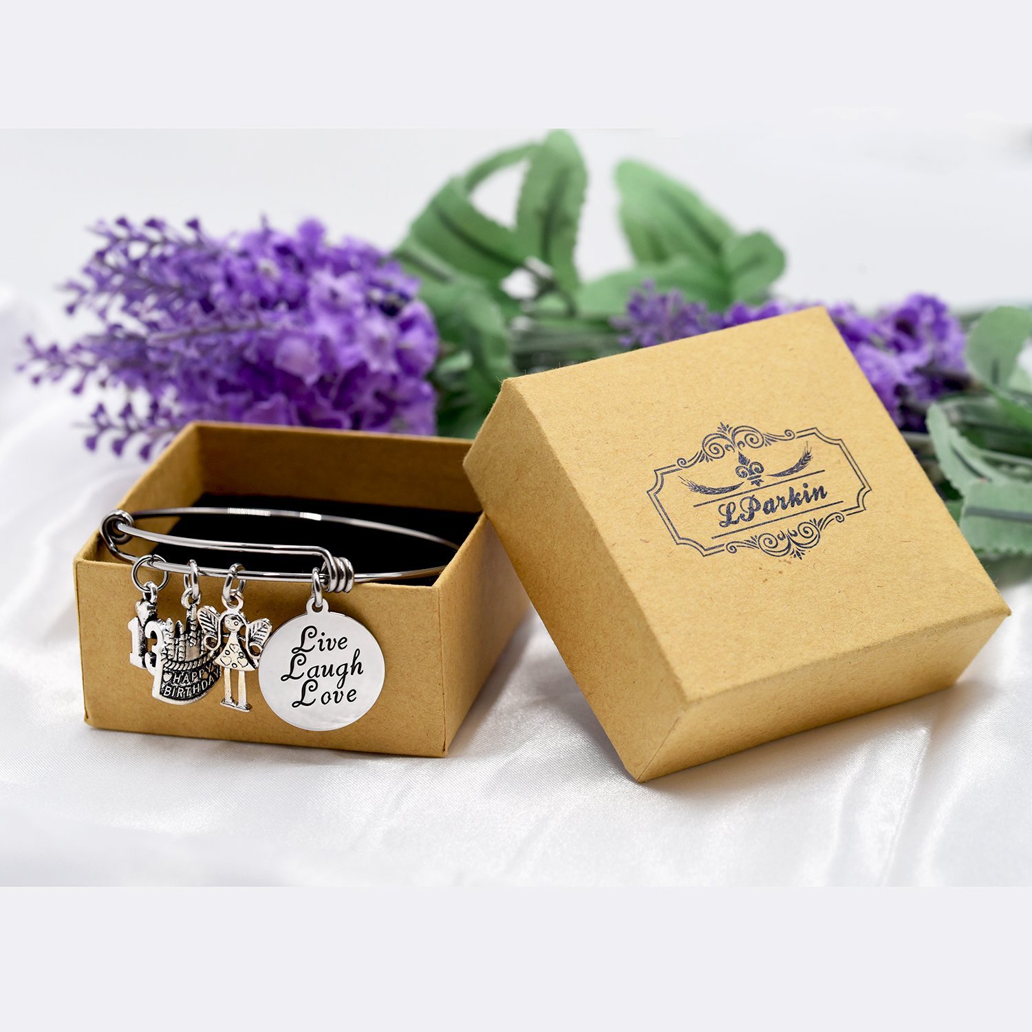 LParkin 13th Birthday Gifts for Girls Gifts for Her Stainless Steel Expandable Bangle