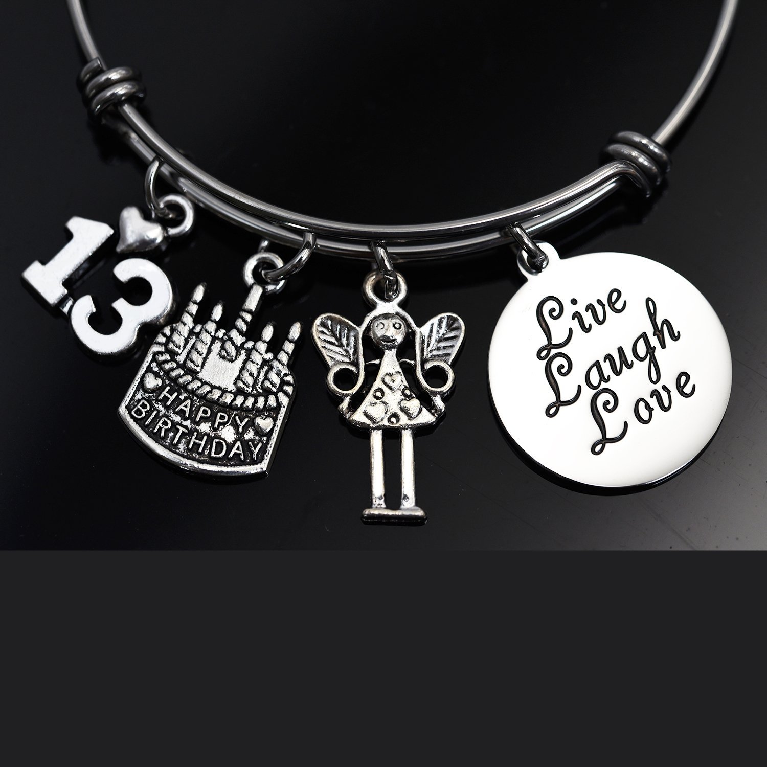 LParkin 13th Birthday Gifts for Girls Gifts for Her Stainless Steel Expandable Bangle