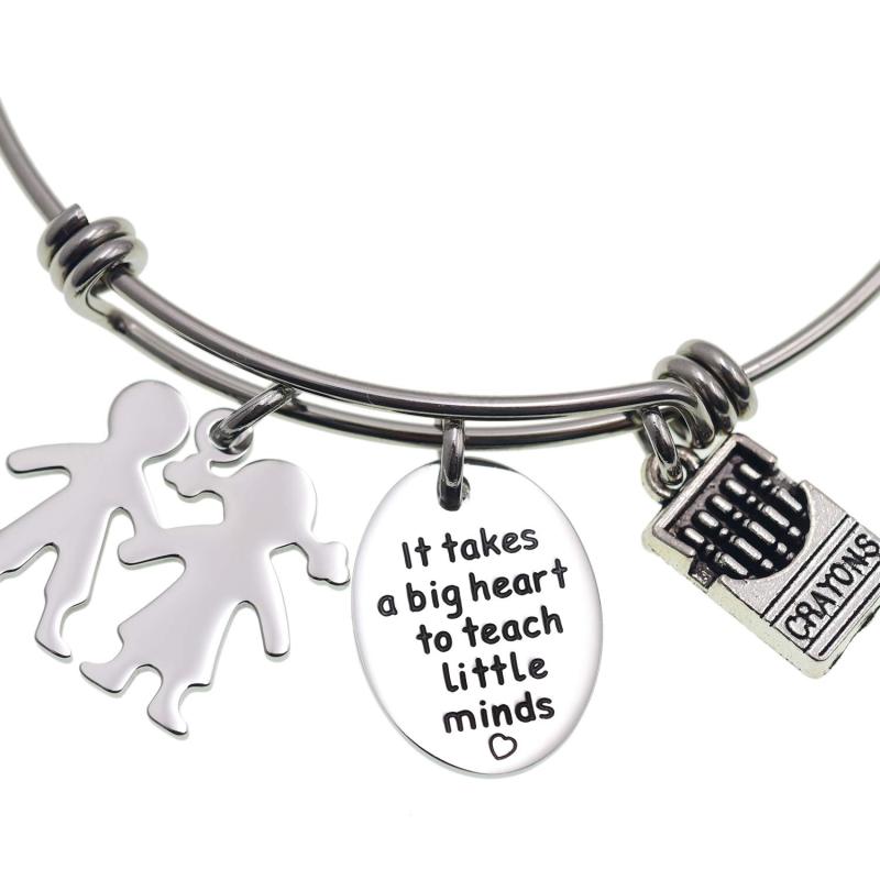 LParkin Teachers Bracelets It Takes A Big Heart to Teach Little Minds Bangle Thank You Teacher Gifts