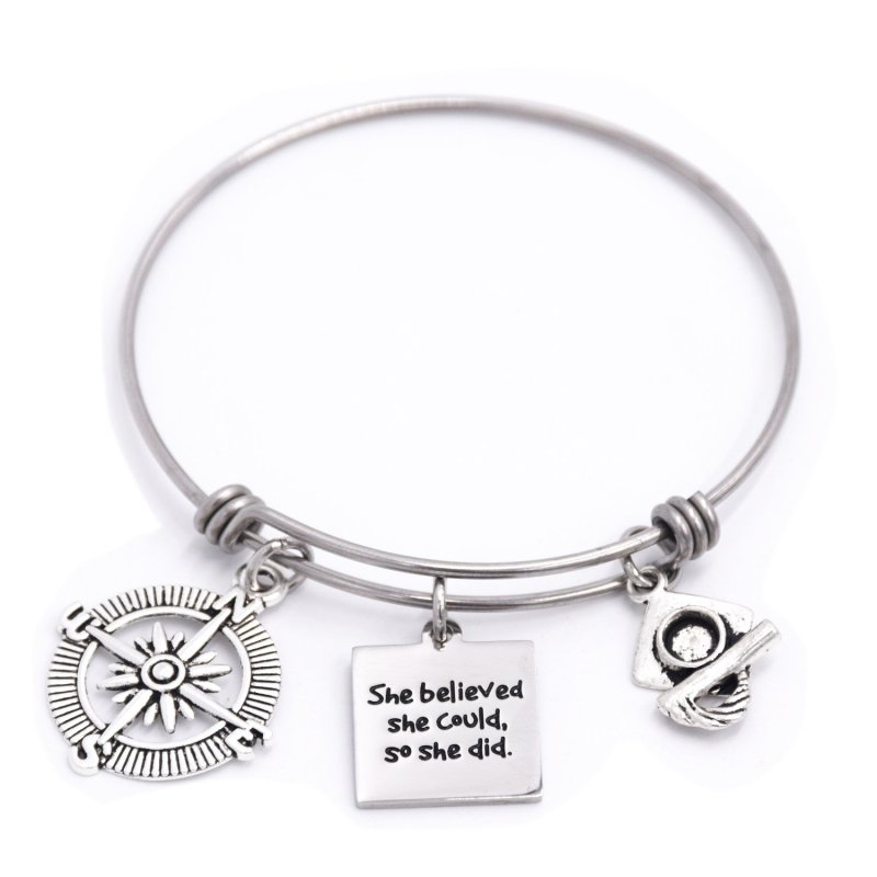 LParkin She Believed She Could So She Did Compass Graduation Bracelet Motivation Jewelry New Job Graduation Gift