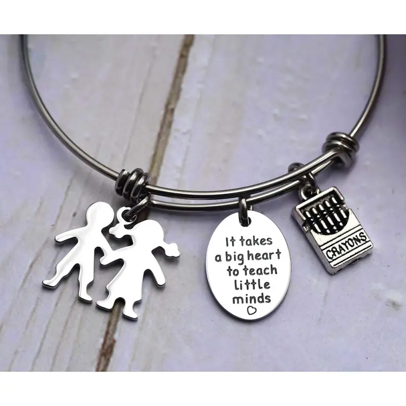 LParkin Teachers Bracelets It Takes A Big Heart to Teach Little Minds Bangle Thank You Teacher Gifts