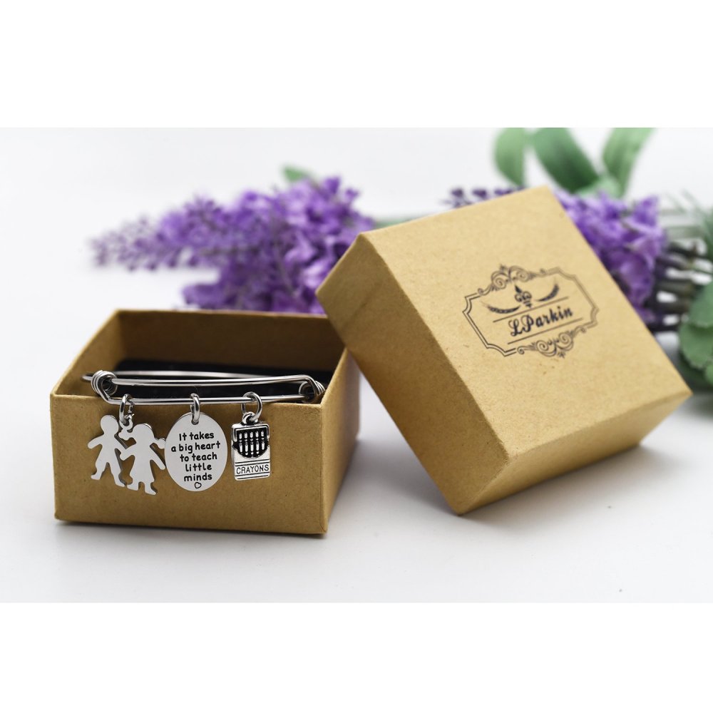 LParkin Teachers Bracelets It Takes A Big Heart to Teach Little Minds Bangle Thank You Teacher Gifts