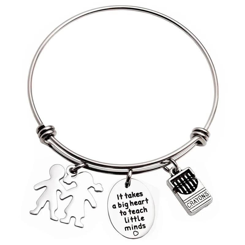 LParkin Teachers Bracelets It Takes A Big Heart to Teach Little Minds Bangle Thank You Teacher Gifts