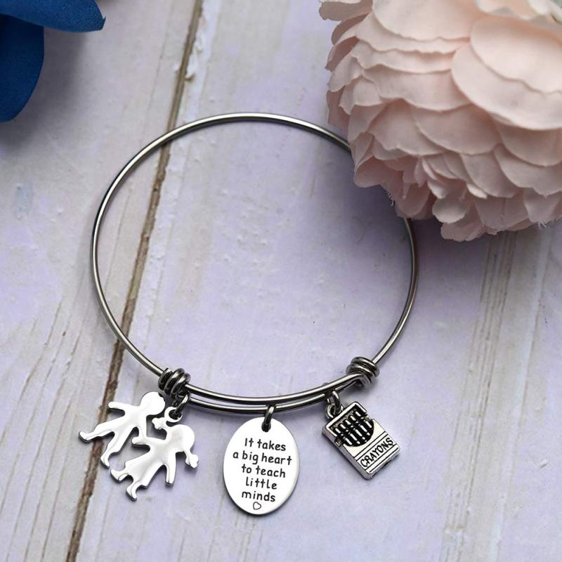 LParkin Teachers Bracelets It Takes A Big Heart to Teach Little Minds Bangle Thank You Teacher Gifts