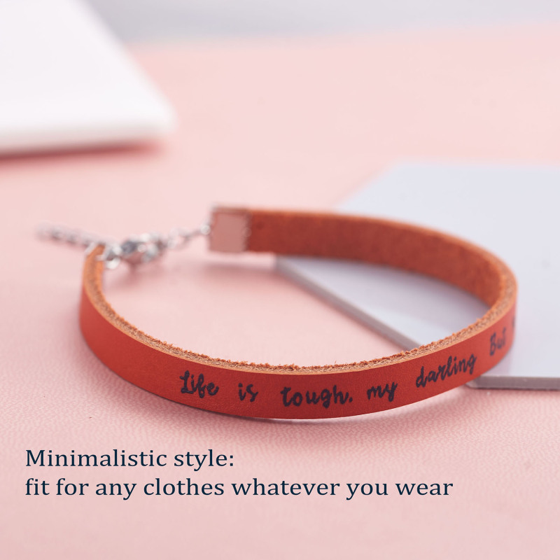 LPARKIN leather bracelet life is tough but so are you for women motivational gifts for women inspirational gifts for women best friend birthday gifts