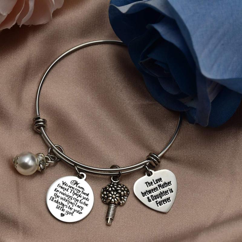 LParkin Mother of The Bride Bracelet Wedding Gift for Mom from Daughter Bracelet The Love Between Mother and Daughter is Forever Mothers Day Jewelry H