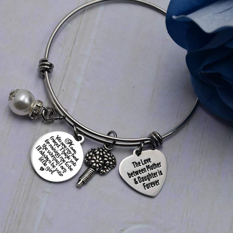 LParkin Mother of The Bride Bracelet Wedding Gift for Mom from Daughter Bracelet The Love Between Mother and Daughter is Forever Mothers Day Jewelry H