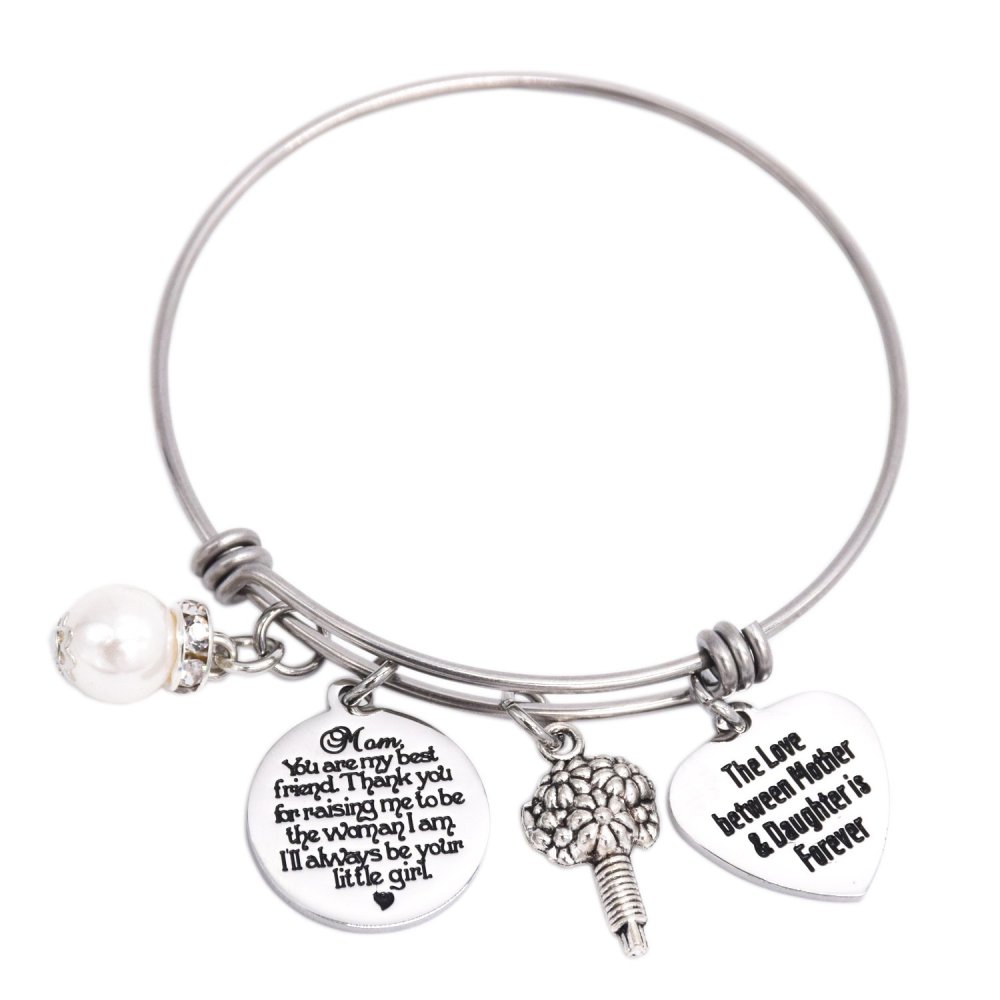 LParkin Mother of The Bride Bracelet Wedding Gift for Mom from Daughter Bracelet The Love Between Mother and Daughter is Forever Mothers Day Jewelry H