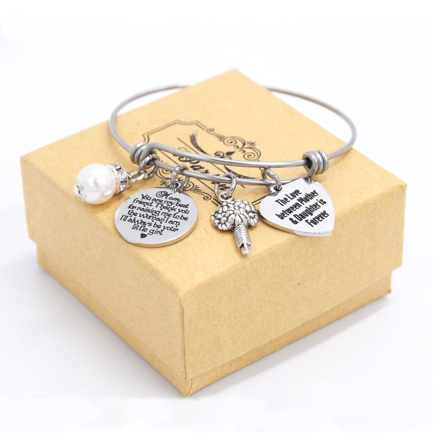 LParkin Mother of The Bride Bracelet Wedding Gift for Mom from Daughter Bracelet The Love Between Mother and Daughter is Forever Mothers Day Jewelry H