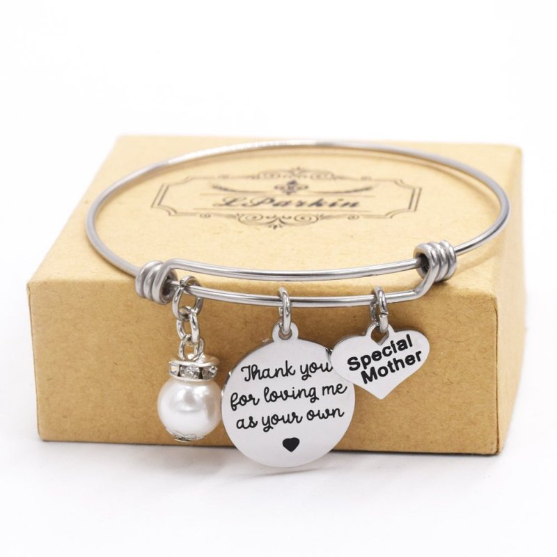 LParkin Special Mother Thank-You for Loving Me As Your Own Bracelet Stainless Steel