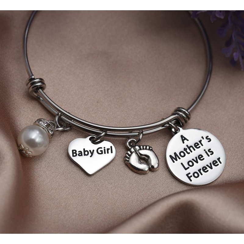 LParkin Baby Girl Bangle Bracelet New Mom Gift Mom to be Bracelets