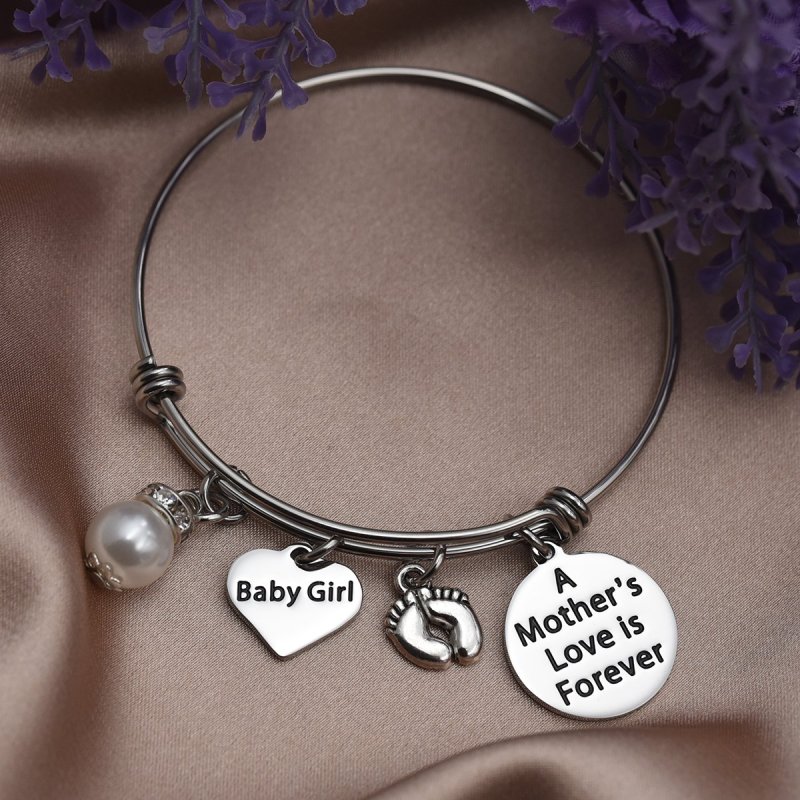 LParkin Baby Girl Bangle Bracelet New Mom Gift Mom to be Bracelets