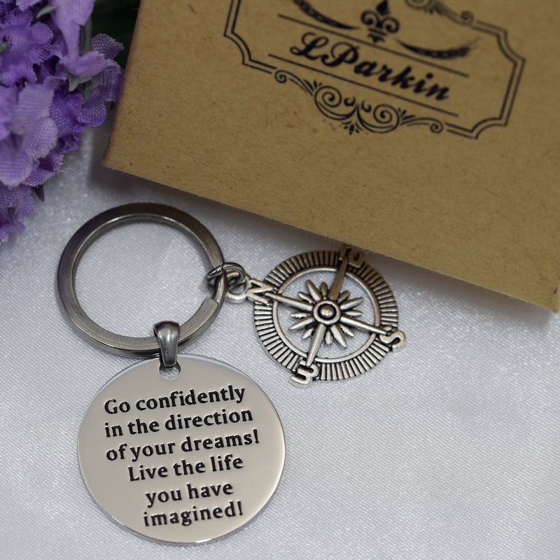 LParkin 2020 Graduation Gifts for Her Go Confidently in The Direction of Your Dreams Necklace Keychain Grad Gifts Stainless Steel