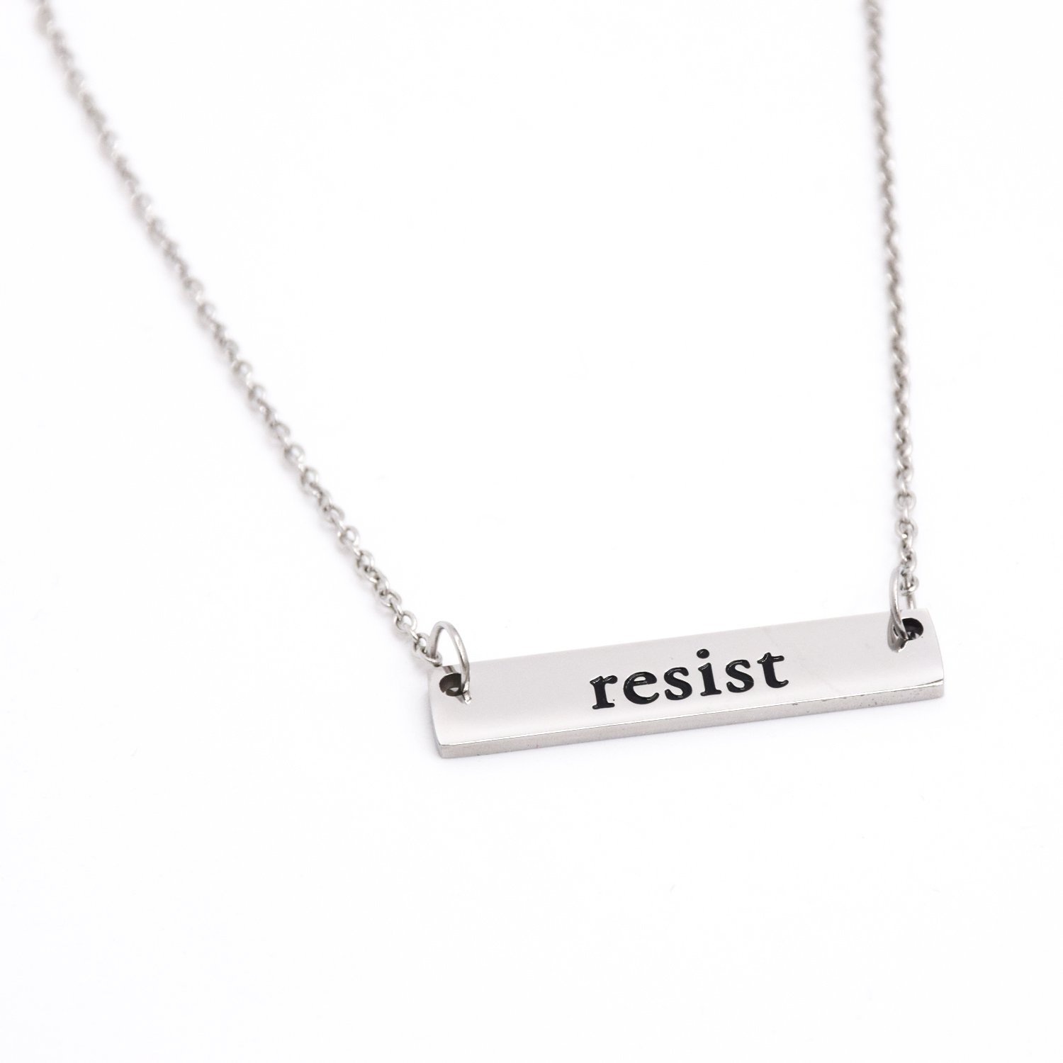 LParkin Resist Necklace Rectangle Feminism Trump Resistance Bar Necklaces Stainless Steel