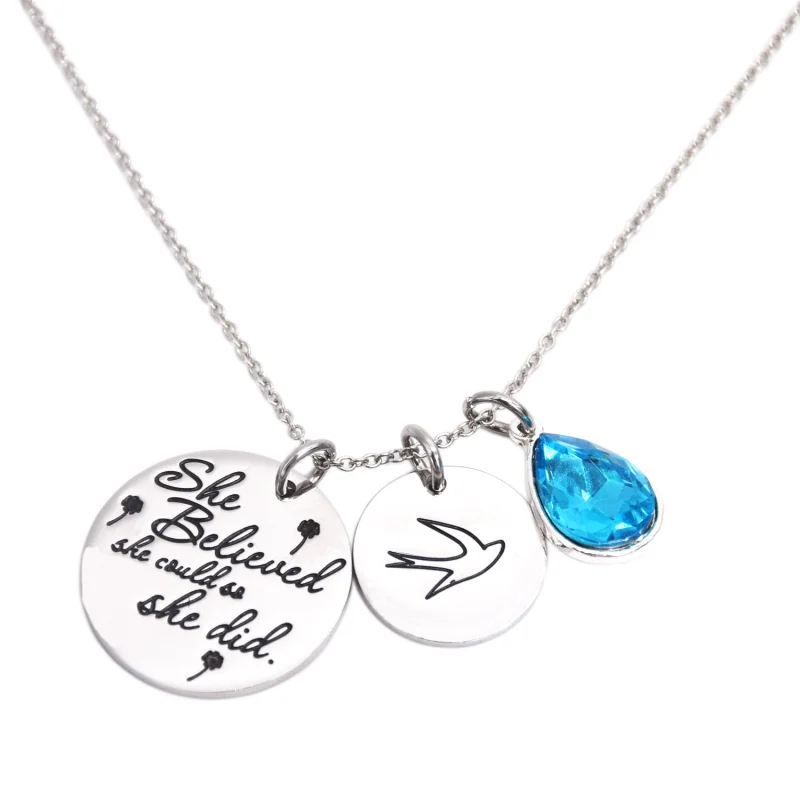 LParkin She Believed She Could So She Did Pendant Necklace Birthstone Motivation Jewelry