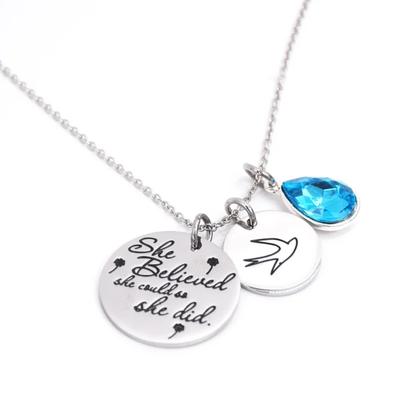 LParkin She Believed She Could So She Did Pendant Necklace Birthstone Motivation Jewelry