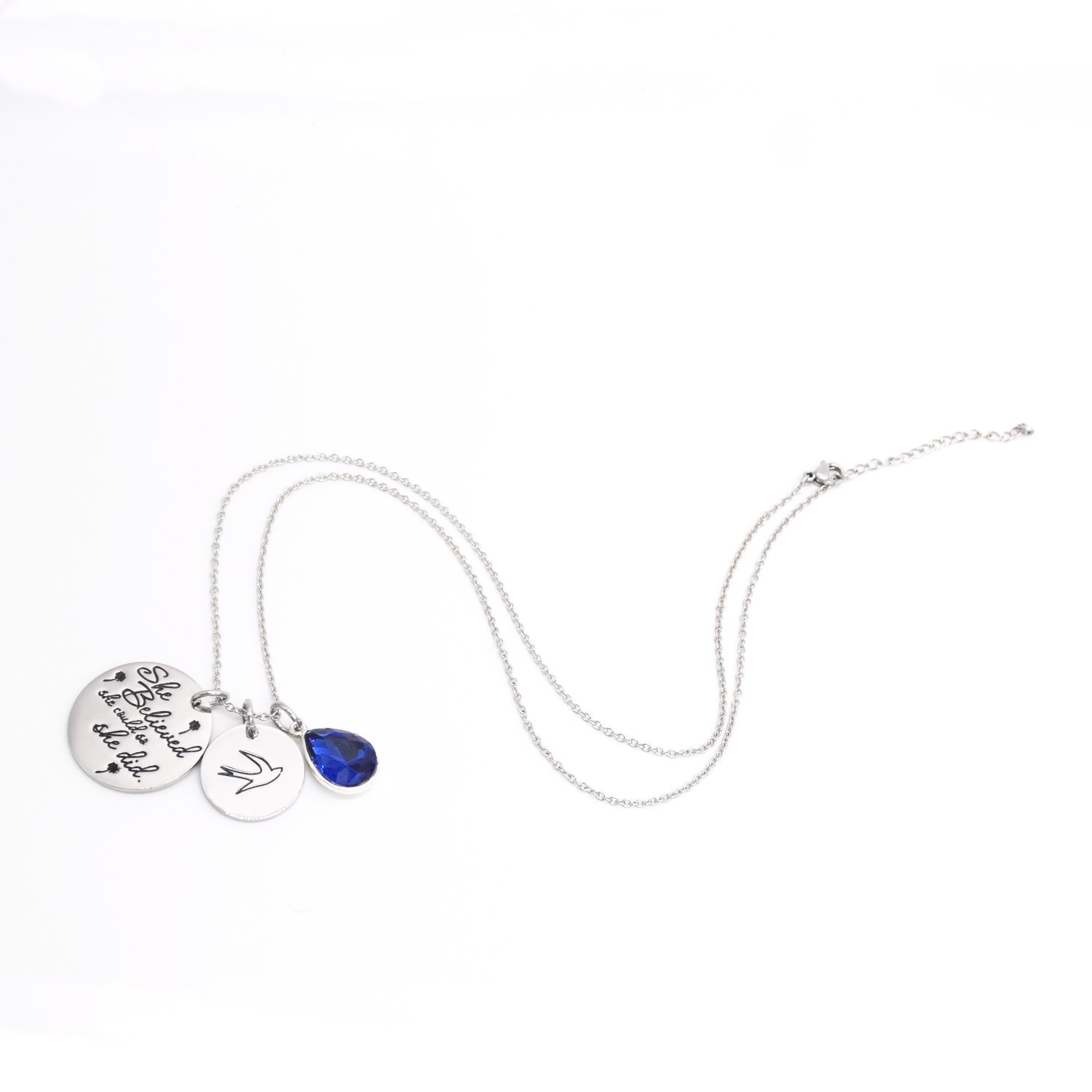 LParkin She Believed She Could So She Did Pendant Necklace Birthstone Motivation Jewelry