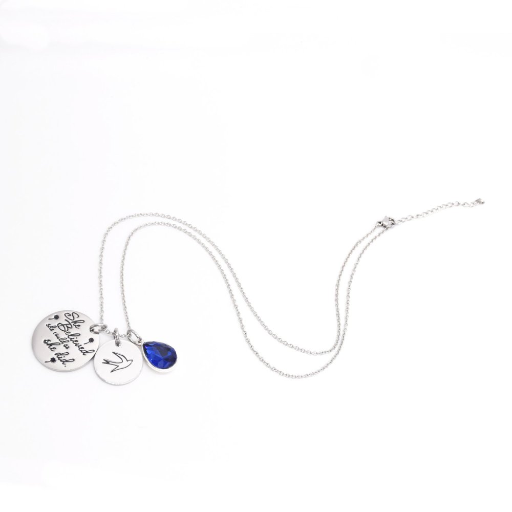 LParkin She Believed She Could So She Did Pendant Necklace Birthstone Motivation Jewelry