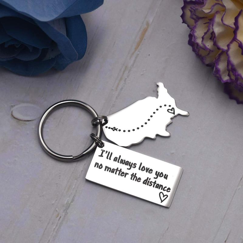 Love Keychains for Couples I Love You More Than The Miles Between Us I Will See You Soon Long I'll Always Love You No Matter The Distance Long