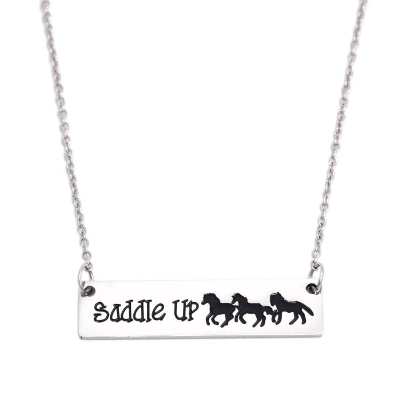 LParkin Saddle Up Horse Necklace Horse Lover Necklaces Stainless Steel Horse Jewelry